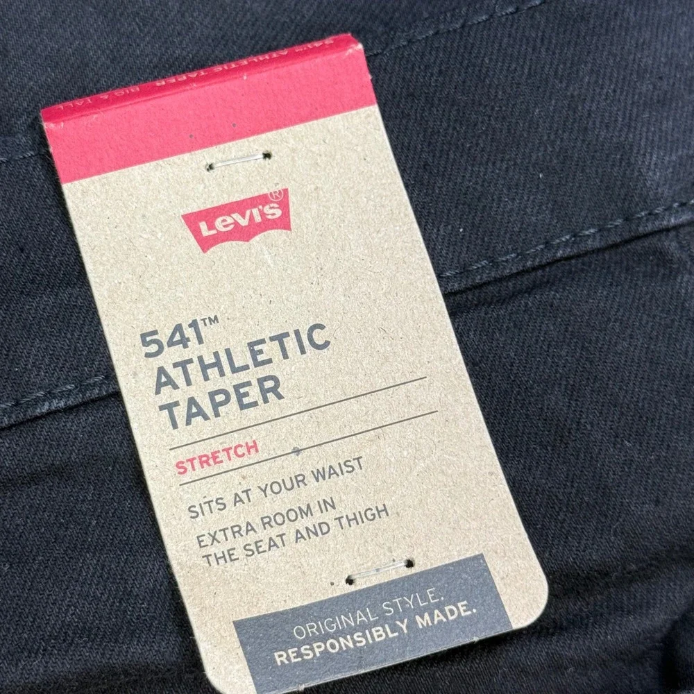 Levi's 541 Athletic Taper‎ Jeans Men 50x30 Black Stretch Denim Big and Tall
